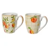 Becher 2-fach Sortiert Pfirsich-Motiv Porzellan Ø 9,1 cm x 10,5 cm Bunt< Geschirr