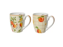 Becher 2-fach Sortiert Pfirsich-Motiv Porzellan Ø 9,1 cm x 10,5 cm Bunt< Geschirr