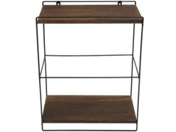 Best BERLINLODGE Wandregal HxBxT 50x35x17cm Massiv-Holz Metall Industrial 2 Regalböden Hängeregal Regal Küchenregal Dunkelbraun