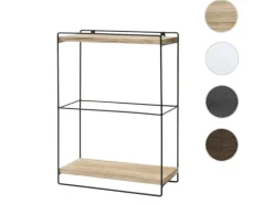 Best BERLINLODGE Wandregal HxBxT 50x35x17cm Massiv-Holz Metall Industrial 2 Regalböden Hängeregal Regal Küchenregal Weiß