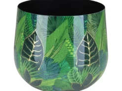 A.H.G. Übertopf Flora mit Blätterprint Ø 21 cm x 17 cm Grün-Gold< Töpfe