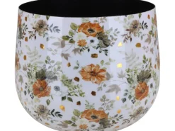 A.H.G. Töpfe<Übertopf Flora mit Blumenmuster Ø 13 cm x 9 cm Weiß-Gold