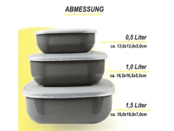 Outlet Bestgoodies Vorratsdosen 6er Set Eckig Grau 2 x 3er