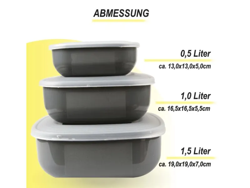 Outlet Bestgoodies Vorratsdosen 6er Set Eckig Grau 2 x 3er