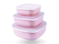 Bestgoodies Vorratsdosen 6er Set Eckig Rosa 2 x 3er< Vorratsdosen|Gefrierschränke