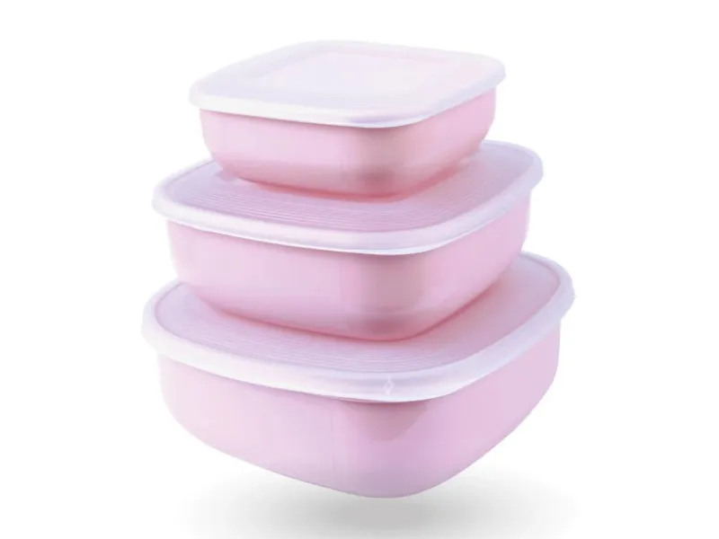 Bestgoodies Vorratsdosen 6er Set Eckig Rosa 2 x 3er< Vorratsdosen|Gefrierschränke