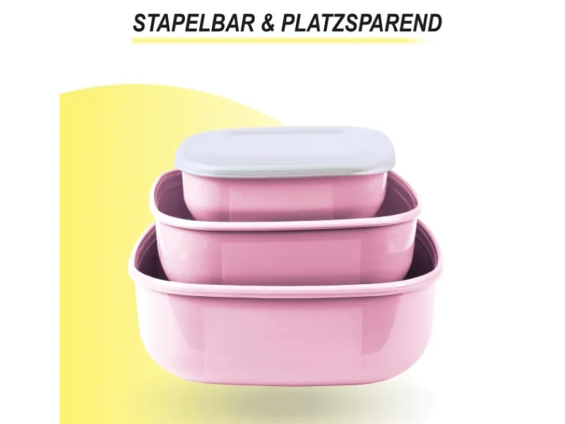 Bestgoodies Vorratsdosen 6er Set Eckig Rosa 2 x 3er< Vorratsdosen|Gefrierschränke