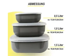 Clearance Bestgoodies Vorratsdosen 9er Set Eckig Grau 3 x 3er