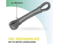 Bestlivings Wäschetrockner<Wäscheleine 20 Meter x 2,2 mm 2er Pack Anthrazit