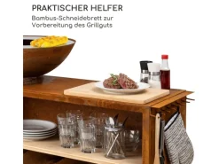 Schneidebretter<Blumfeldt Savage 2.0 Wide Feuerschale Grill Bambus-Schneidebrett Wetterschutz Braun