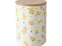 Sale Boltze Vorratsdose Mayla 16 cm x Ø 12 cm Weiß-Gelb