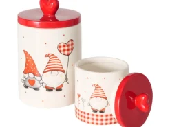 New Boltze Xmas Vorratsdose Smilla 2er-Set Rot-Weiß