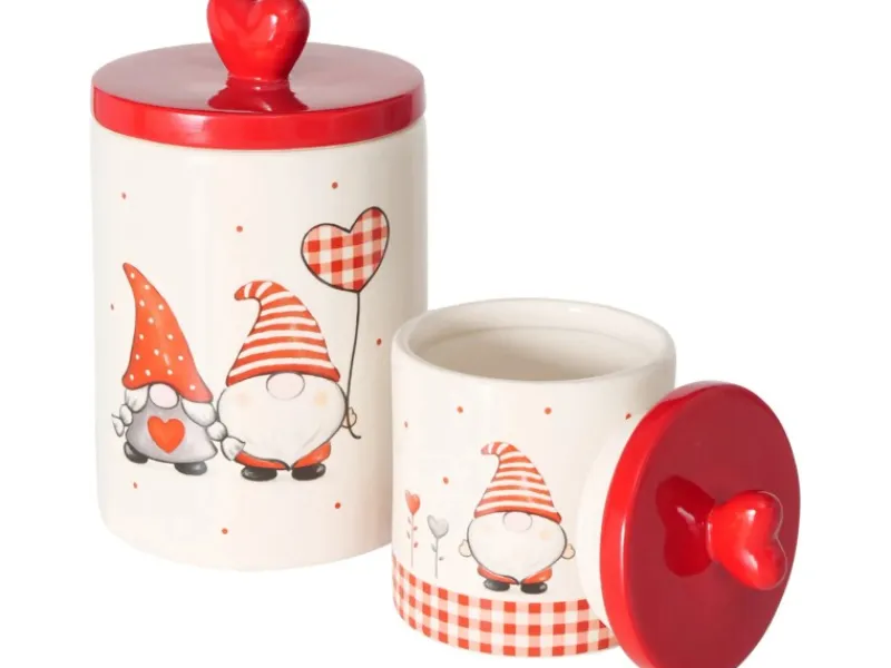 New Boltze Xmas Vorratsdose Smilla 2er-Set Rot-Weiß