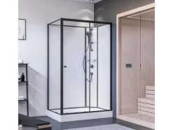 Breuer Einhebelmischer<Komplettdusche Anschlag Rechts 120 cm x 90 cm Schwarz Matt