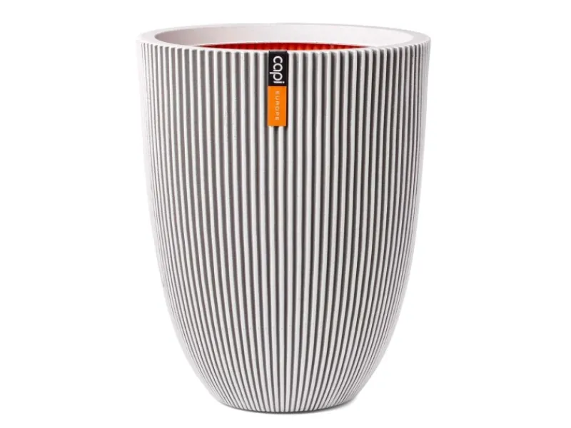 Discount Capi Übertopf "Kugel Groove NL" elegant 46 x 58 cm Elfenbein