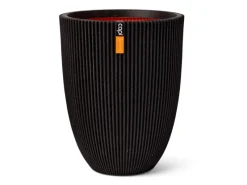 Outlet Capi Übertopf "Kugel Groove NL" elegant 34 x 46 cm Schwarz