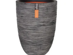 Discount Capi Pflanztopf Nature Rib Elegant niedrig Riffel Ø 46 cm x 58 cm Anthrazit