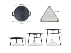 CCLIFE BBQ Grillpfanne Koreanische aus Gusseisen Runde Grillplatte Durchmesser 40cm< Pfannen