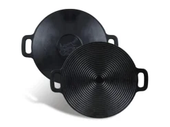 CCLIFE BBQ Grillpfanne Koreanische aus Gusseisen Runde Grillplatte Durchmesser 29cm< Pfannen