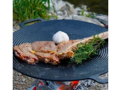 CCLIFE BBQ Grillpfanne Koreanische aus Gusseisen Runde Grillplatte Durchmesser 29cm< Pfannen