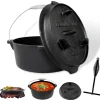 Sale CCLIFE Dutch Oven Set 5,7L Gusseisen Grilltopf mit Feuertopf Ohne Beine