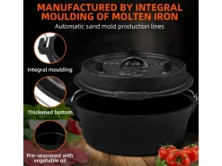 Sale CCLIFE Dutch Oven Set 5,7L Gusseisen Grilltopf mit Feuertopf Ohne Beine