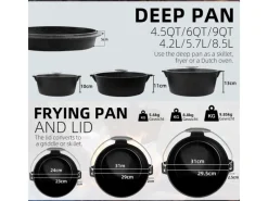 Sale CCLIFE Dutch Oven Set 5,7L Gusseisen Grilltopf mit Feuertopf Ohne Beine