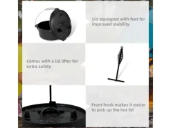 Sale CCLIFE Dutch Oven Set 5,7L Gusseisen Grilltopf mit Feuertopf Ohne Beine