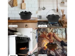 Sale CCLIFE Dutch Oven Set 5,7L Gusseisen Grilltopf mit Feuertopf Ohne Beine