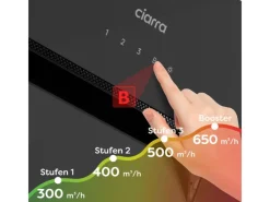 Dunstabzugshauben-Filter<CIARRA Dunstabzugshaube 60 cm 650 m³/h A+++ Kopffrei WIFI-APP Touch Control VM6736MB