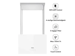 CIARRA Dunstabzugshaube A+++ 700 m³/h WIFI APP & Touch-Bedienung Inselhaube VM4850S< Inselhauben|Kücheninseln