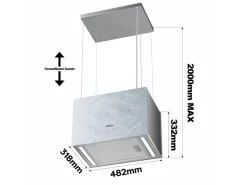 CIARRA Dunstabzugshaube A+++ 700 m³/h WIFI APP & Touch-Bedienung Inselhaube VM4850W