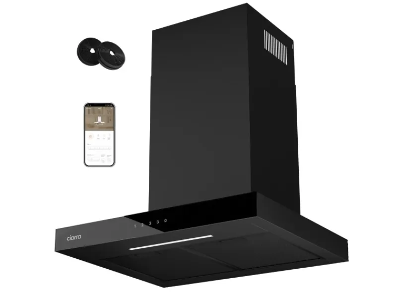 CIARRA Dunstabzugshaube A+++ 650 m³/h 60 cm WIFI-APP Touch Control VMB6102< Dunstabzugshauben-Filter