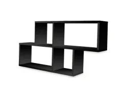 Clearance Coemo Wandregal Ernie Schwarz 100x20x53cm aus Holz Mit 4 Fächern