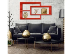 Küchenregale<Coemo Wandregal KARO 104x20x59cm aus Holz in Rot Wandregal KARO 104x20x59cm aus Holz in Rot