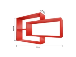 Küchenregale<Coemo Wandregal KARO 104x20x59cm aus Holz in Rot Wandregal KARO 104x20x59cm aus Holz in Rot