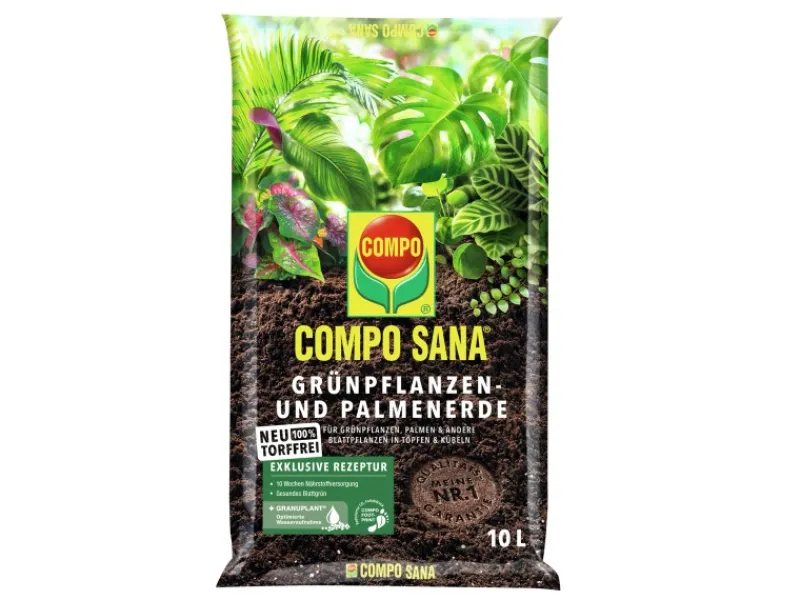 Compo Töpfe<Sana Grünpflanzen- und Palmenerde Torffrei 10 l