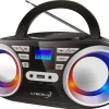 Sale CYBERLUX CL-800 CD-Player mit LED-Discolichter CD/MP3/USB Radio Schwarz/Silber