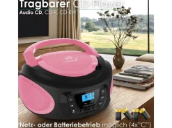 CYBERLUX CL-620 CD-Player Tragbar CD/MP3/USB Radio Pink< Haushaltsgeräte