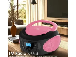CYBERLUX CL-620 CD-Player Tragbar CD/MP3/USB Radio Pink< Haushaltsgeräte