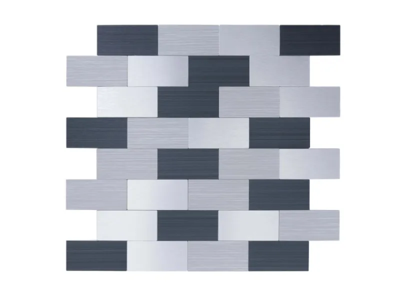 Dalsys Selbstklebende Fliesen 1m² 11 Stück Rechteck Grau Mix Silber< Küchenrückwände