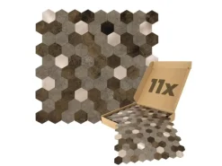 Outlet Dalsys Selbstklebende Fliesen 0,88m² 11 Stück Hexagon Braun Mix Gold