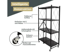 Discount deluxe4home Klappbares Regal mit 4 Etagen 72x34x127 cm