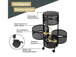 Online deluxe4home Rollwagen mit 4 schwenkbaren Ebenen 30x30x78 cmRund