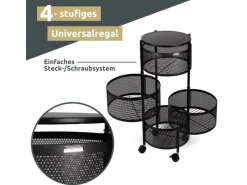 Online deluxe4home Rollwagen mit 4 schwenkbaren Ebenen 30x30x78 cmRund