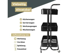 Clearance deluxe4home Rollwagen mit 3 Ablagen