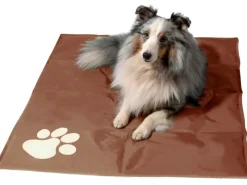 Dobar Kühlschränke<Große Kühlmatte für Hunde mit Pfoten Muster 99,5 x 70 cm Braun