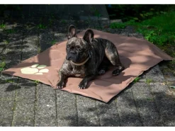 Dobar Kühlschränke<Große Kühlmatte für Hunde mit Pfoten Muster 99,5 x 70 cm Braun