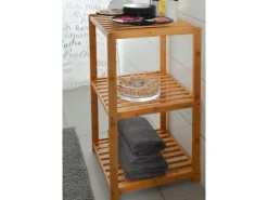 DuneDesign Küchenregale<Badezimmer-Regal 83 x 38 x 40 cm mit 3 Fächern aus Bambus
