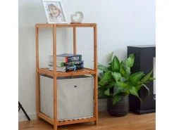 DuneDesign Küchenregale<Badezimmer-Regal 83 x 38 x 40 cm mit 3 Fächern aus Bambus